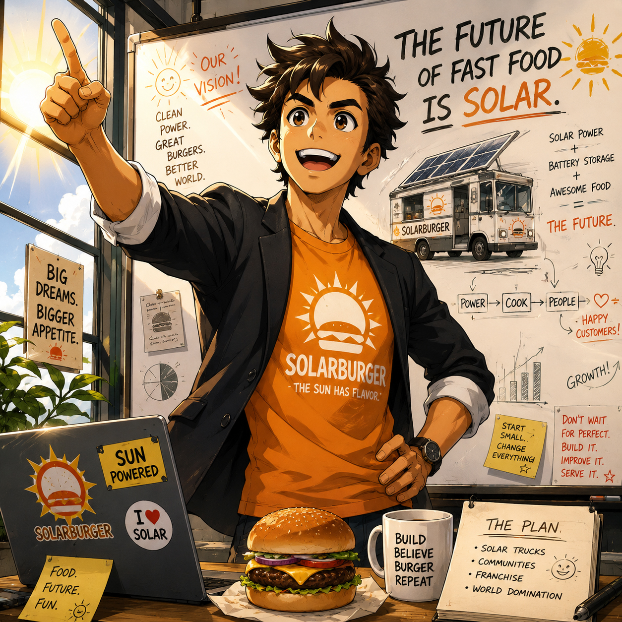 Solarburger founder visionary manga character